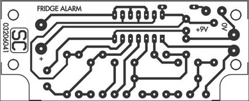 Fridge-Door Open Alarm Circuit Project-PCB layout: