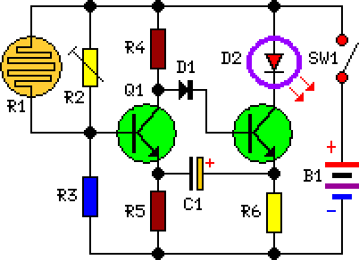 Dark Activated Led or Lamp Flasher-Circuit Diagram