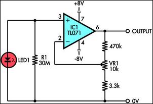 Using LED As A Light Sensor-Circuit diagram
