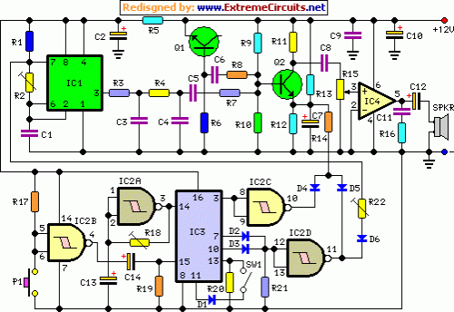 Cuckoo Sound Generator Circuit Schematic-Circuit diagram